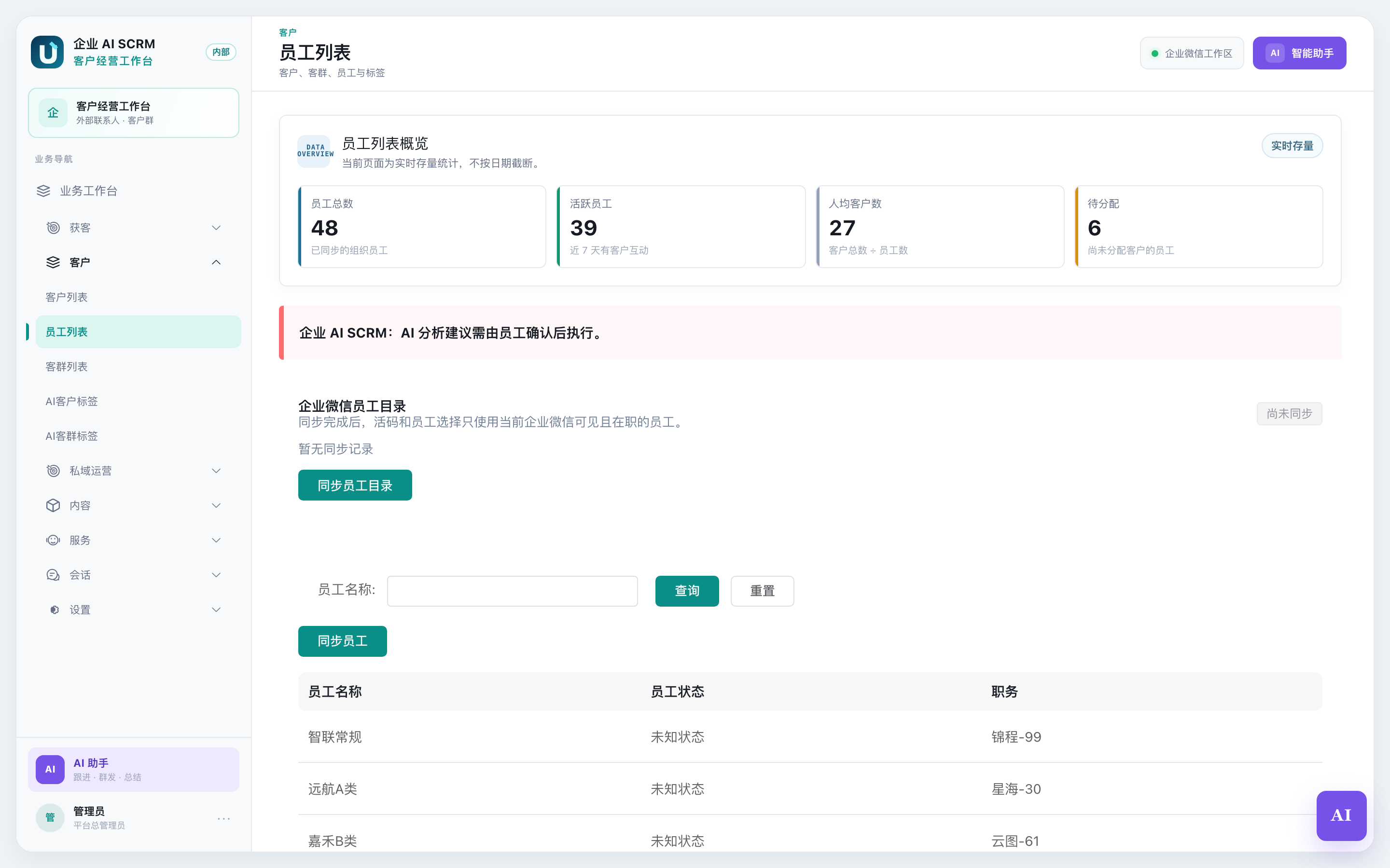 员工列表页面全貌